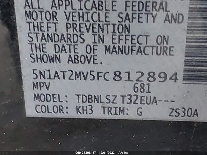 2015 NISSAN ROGUE SL - 5N1AT2MV5FC812894