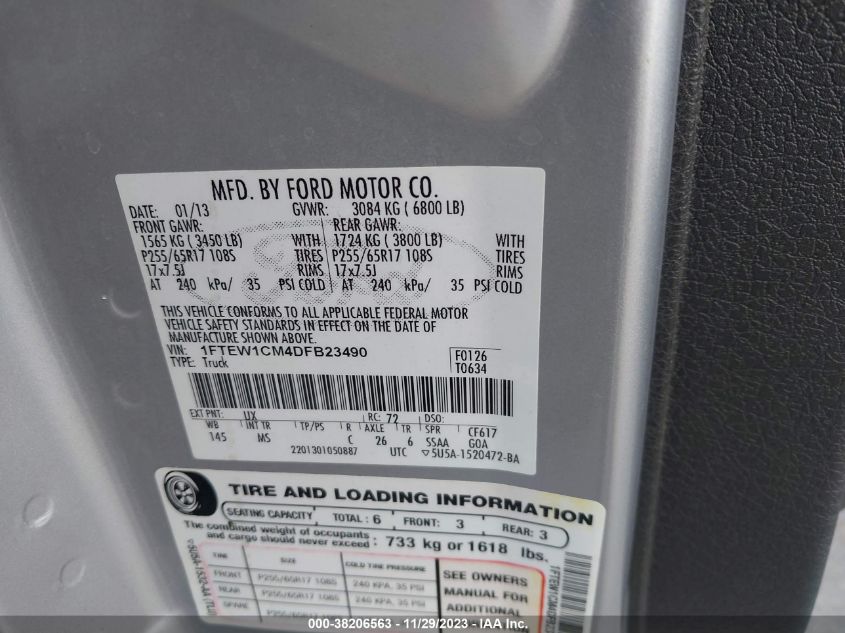 2013 FORD F-150 XLT - 1FTEW1CM4DFB23490