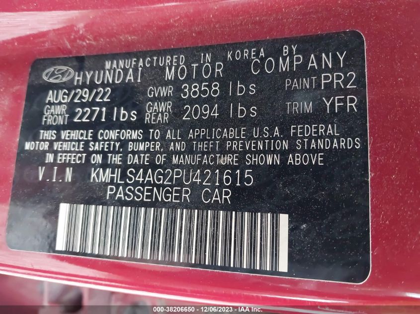 2023 HYUNDAI ELANTRA SEL - KMHLS4AG2PU421615