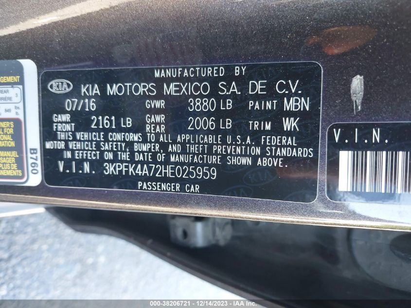 2017 KIA FORTE LX - 3KPFK4A72HE025959