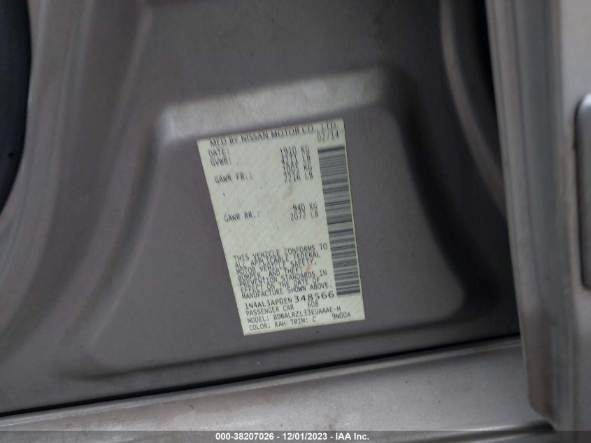 2014 NISSAN ALTIMA 2.5 S - 1N4AL3AP0EN348566