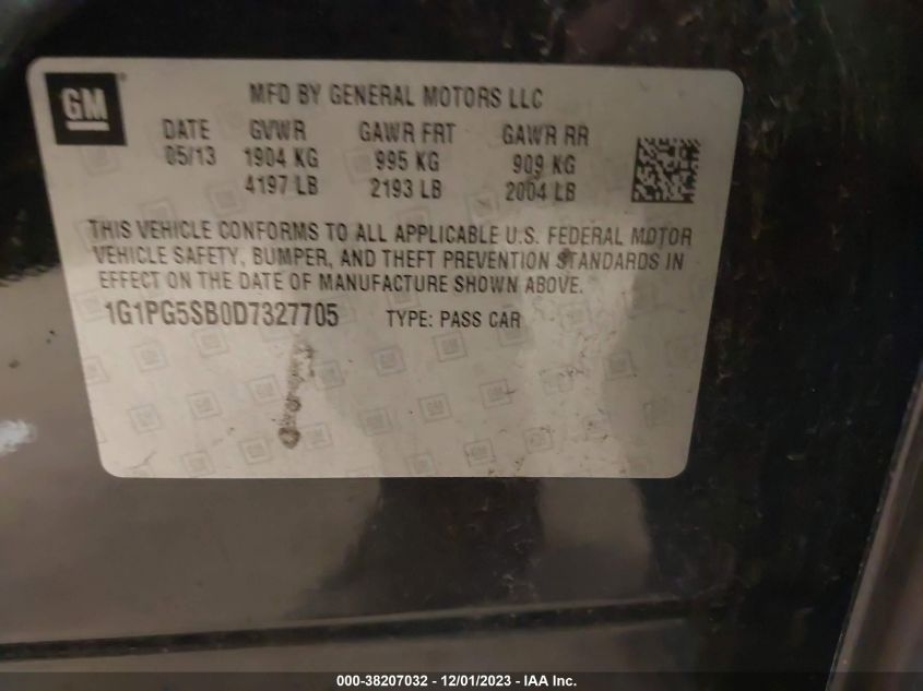 2013 CHEVROLET CRUZE LTZ - 1G1PG5SB0D7327705