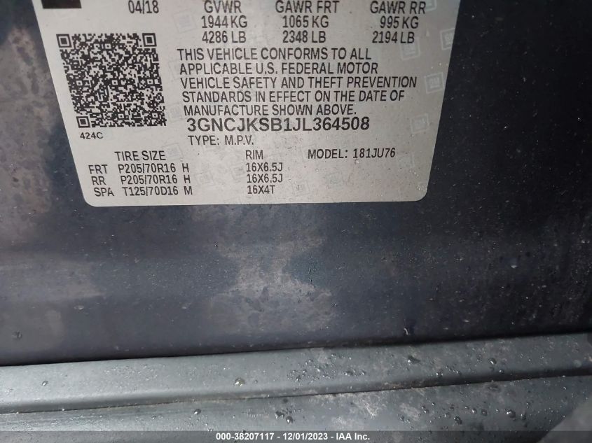 2018 CHEVROLET TRAX LS - 3GNCJKSB1JL364508