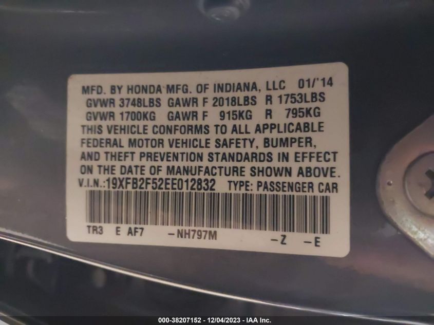 2014 HONDA CIVIC LX - 19XFB2F52EE012832