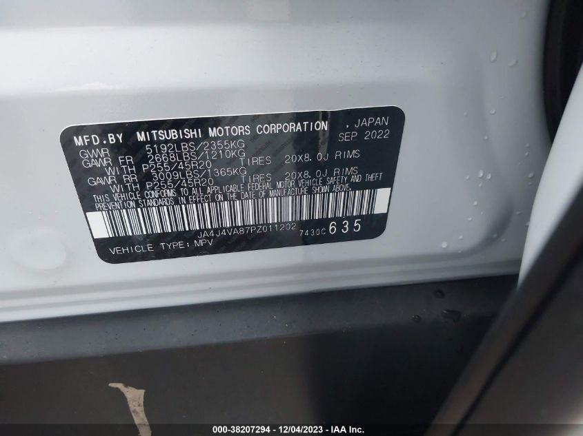 2023 MITSUBISHI OUTLANDER SEL/SEL BLACK EDITION/SEL - JA4J4VA87PZ011202