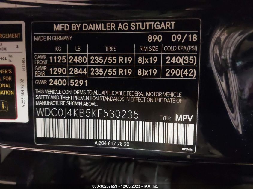 2019 MERCEDES-BENZ GLC 300 COUPE 4MATIC WDC0J4KB5KF530235