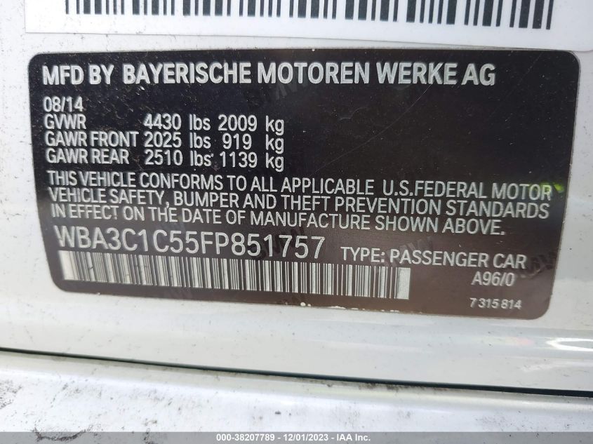 2015 BMW 328I - WBA3C1C55FP851757