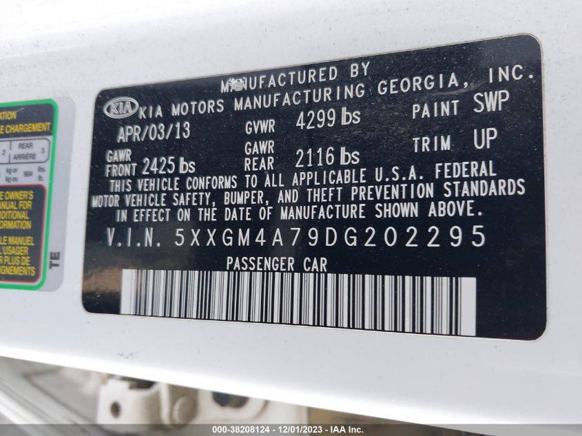 2013 KIA OPTIMA LX - 5XXGM4A79DG202295
