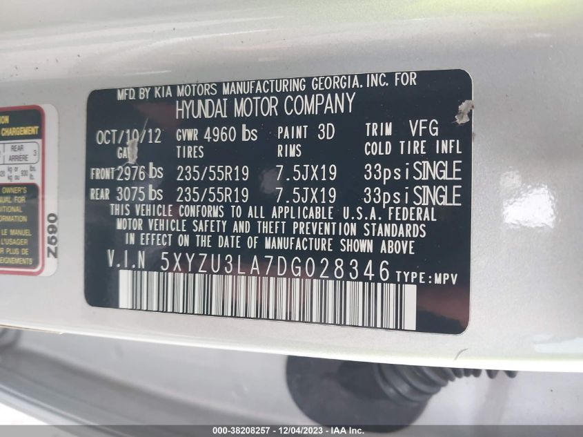 2013 HYUNDAI SANTA FE SPORT 2.0T - 5XYZU3LA7DG028346