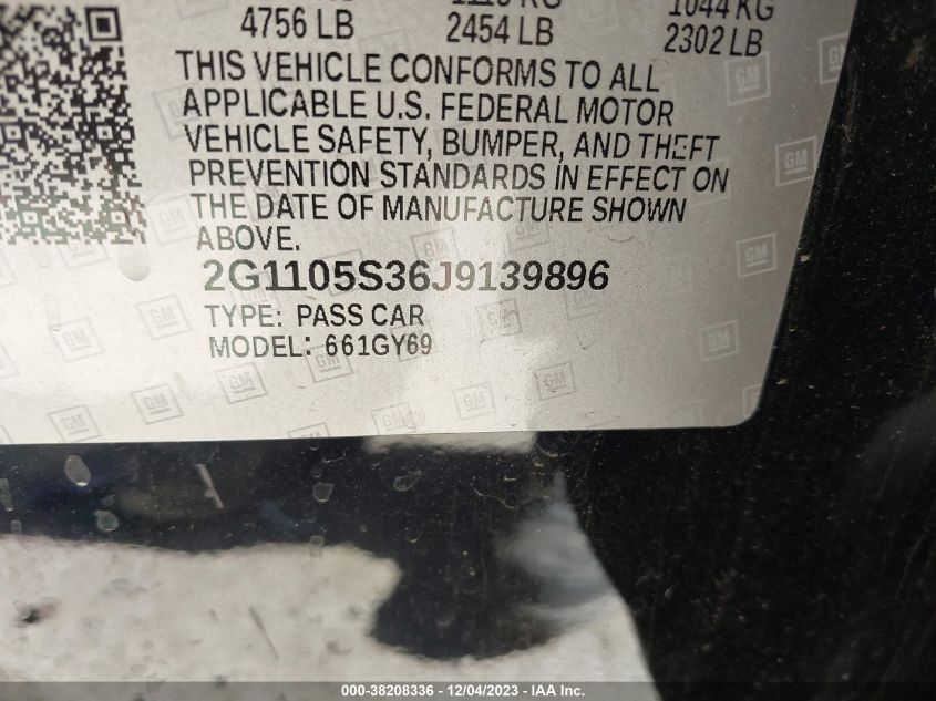 2018 CHEVROLET IMPALA LT - 2G1105S36J9139896