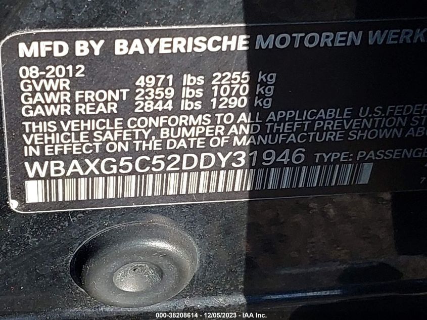 2013 BMW 528I - WBAXG5C52DDY31946
