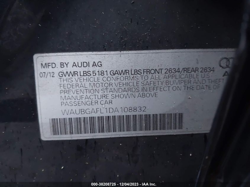 2013 AUDI S4 3.0T PREMIUM PLUS - WAUBGAFL1DA108832