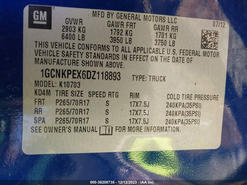 2013 CHEVROLET SILVERADO 1500 WORK TRUCK - 1GCNKPEX6DZ118893