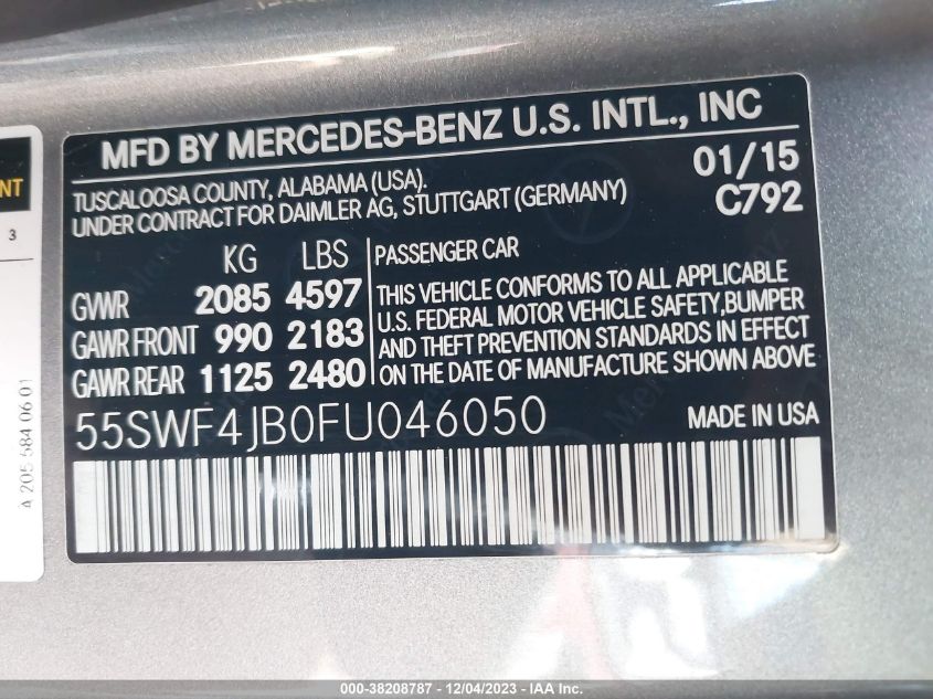 2015 MERCEDES-BENZ C 300 LUXURY/SPORT - 55SWF4JB0FU046050