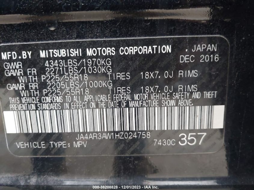 2017 MITSUBISHI OUTLANDER SPORT ES/SE - JA4AR3AW1HZ024758
