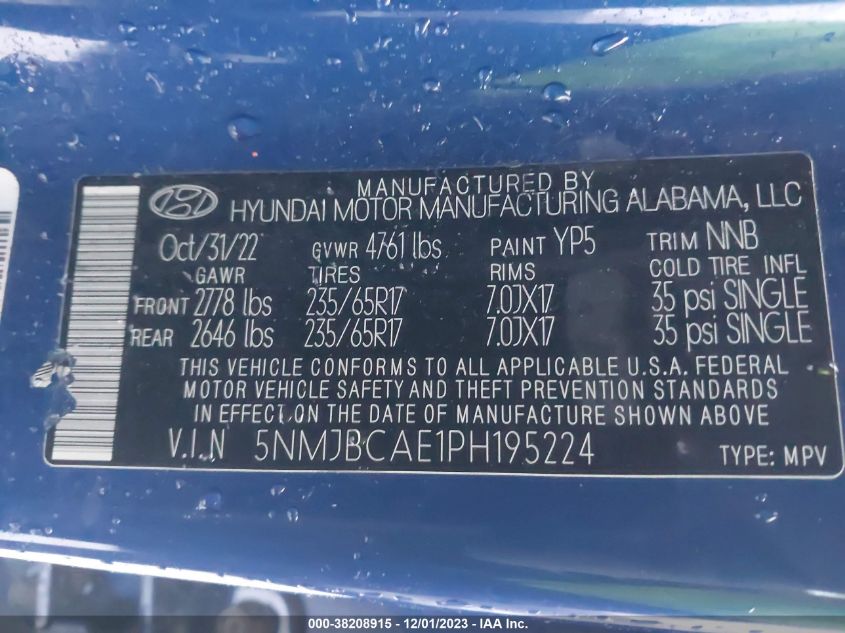 2023 HYUNDAI TUCSON SEL - 5NMJBCAE1PH195224