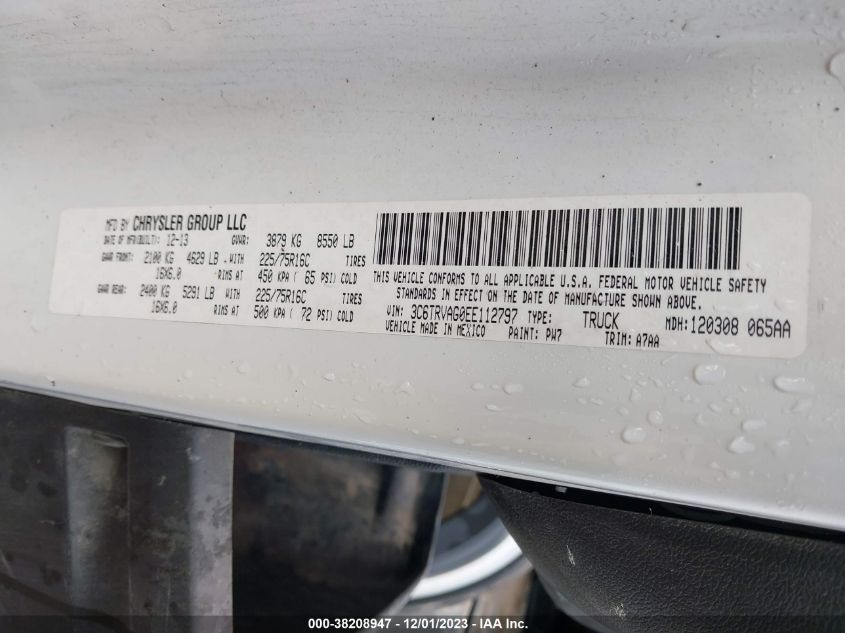 2014 RAM PROMASTER 1500 LOW ROOF - 3C6TRVAG0EE112797