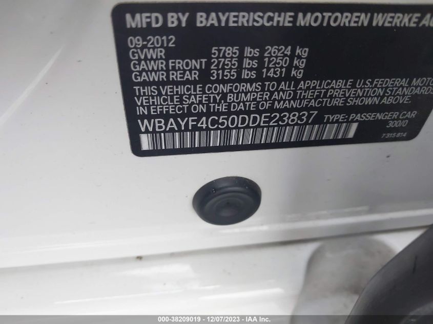 2013 BMW 7 SERIES 740LI XDRIVE WBAYF4C50DDE23837