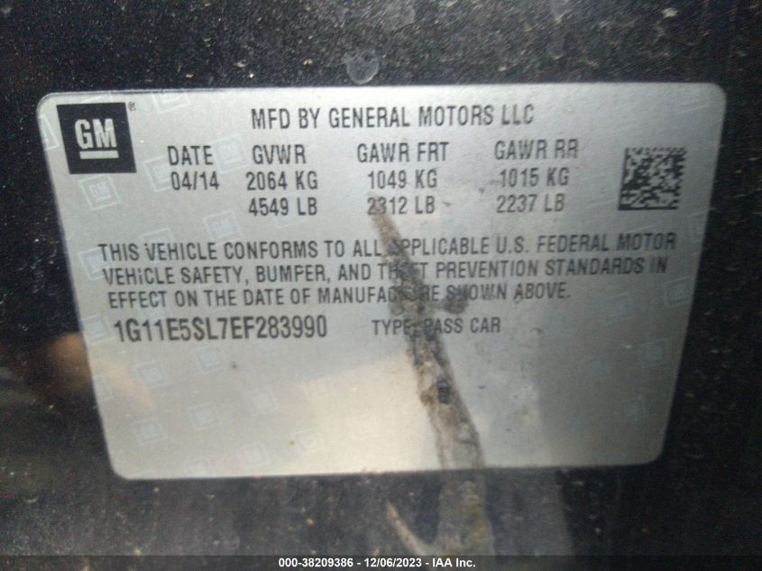 2014 CHEVROLET MALIBU LT - 1G11E5SL7EF283990