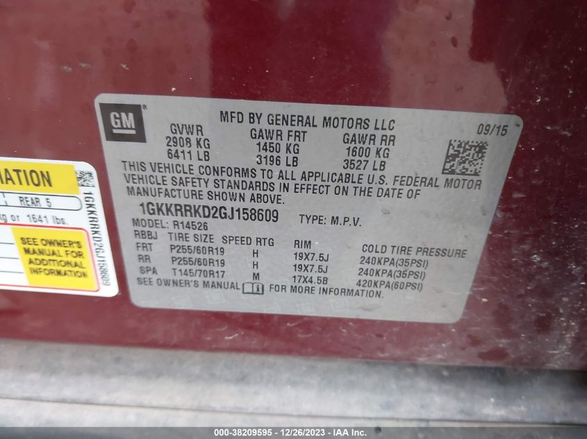2016 GMC ACADIA SLT-1 - 1GKKRRKD2GJ158609