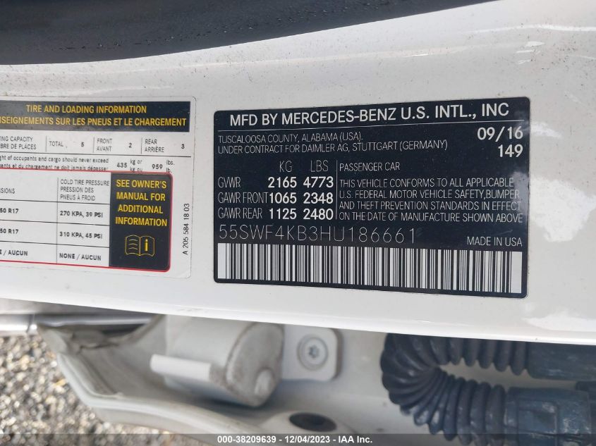 2017 MERCEDES-BENZ C 300 4MATIC - 55SWF4KB3HU186661