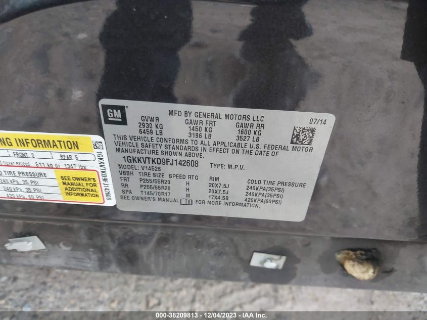 2015 GMC ACADIA DENALI - 1GKKVTKD9FJ142608