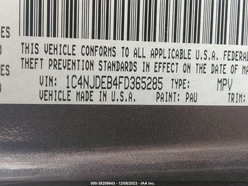 2015 JEEP COMPASS LATITUDE - 1C4NJDEB4FD365285
