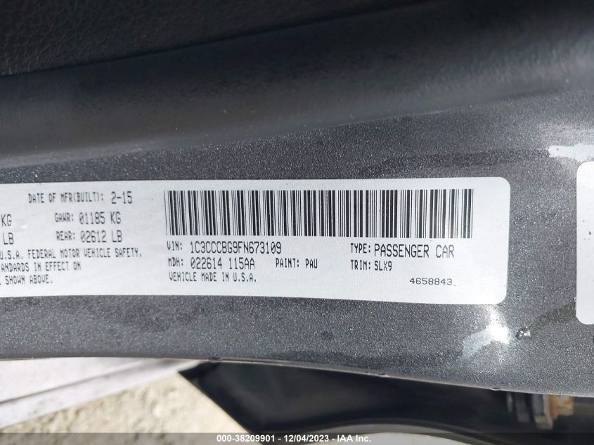2015 CHRYSLER 200 S - 1C3CCCBG9FN673109