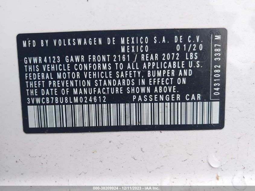 2020 VOLKSWAGEN JETTA S/SE/R-LINE - 3VWCB7BU8LM024612