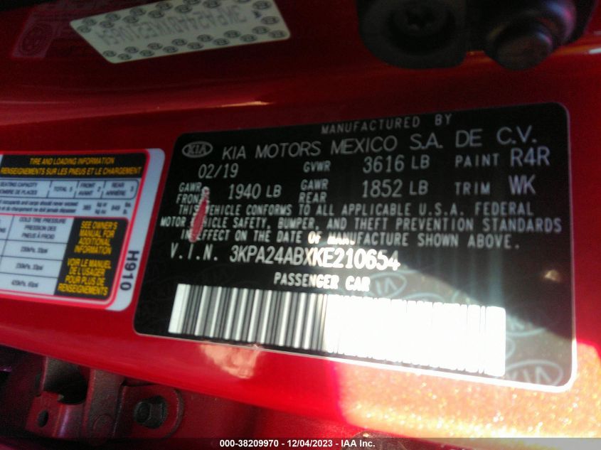 2019 KIA RIO S - 3KPA24ABXKE210654