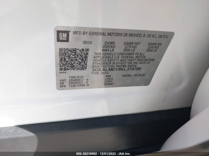 2019 GMC TERRAIN SLE - 3GKALMEV9KL374785