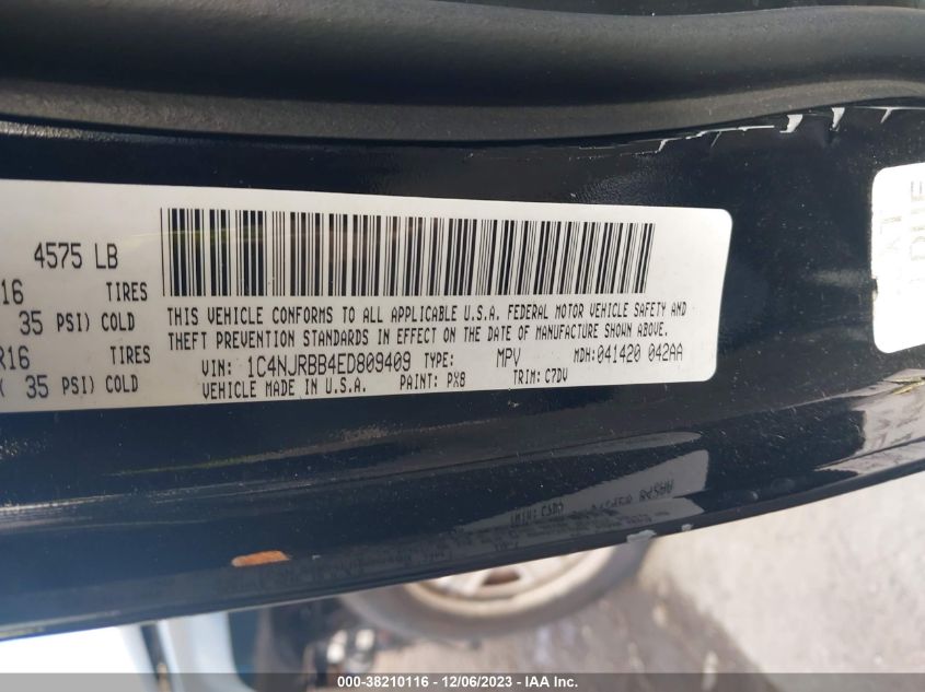 2014 JEEP PATRIOT SPORT - 1C4NJRBB4ED809409