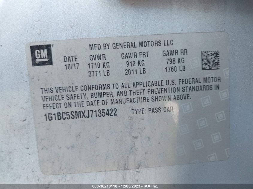 2018 CHEVROLET CRUZE LS - 1GB1C5SMXJ7135422
