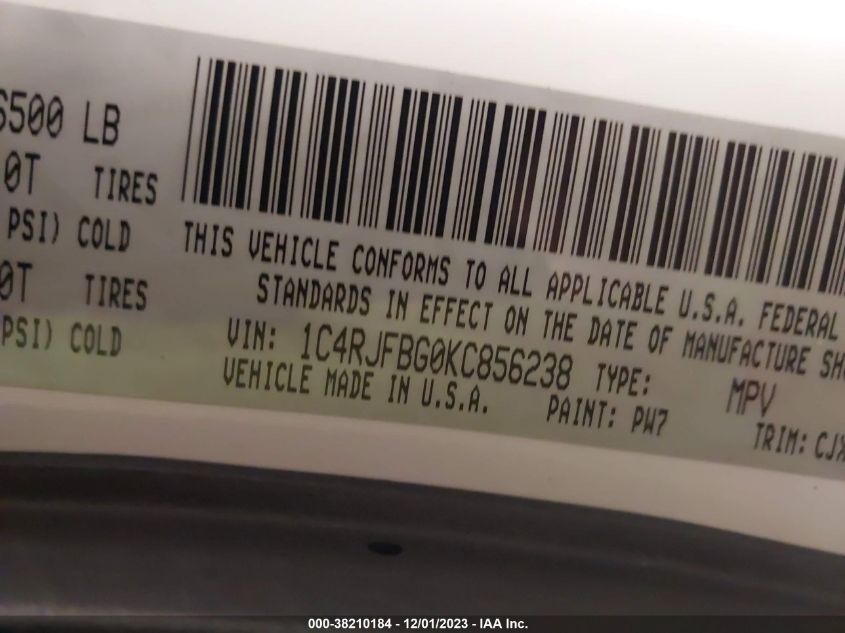 2019 JEEP GRAND CHEROKEE LIMITED - 1C4RJFBG0KC856238