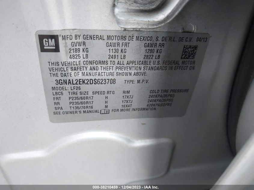 2013 CHEVROLET CAPTIVA SPORT 2LS - 3GNAL2EK2DS623708