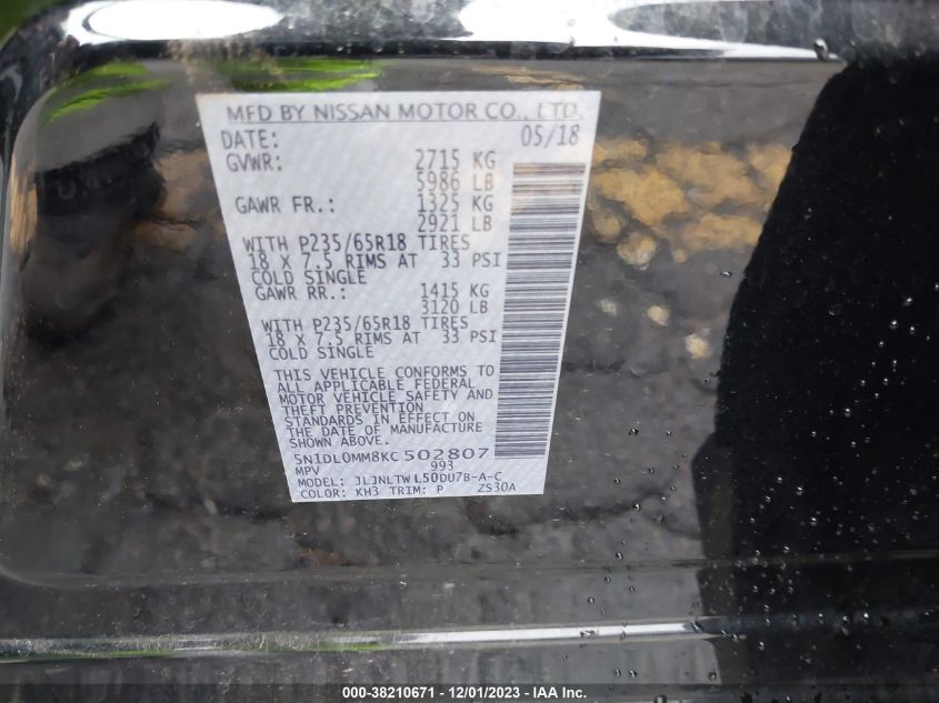 2019 INFINITI QX60 LUXE/PURE - 5N1DL0MM8KC502807