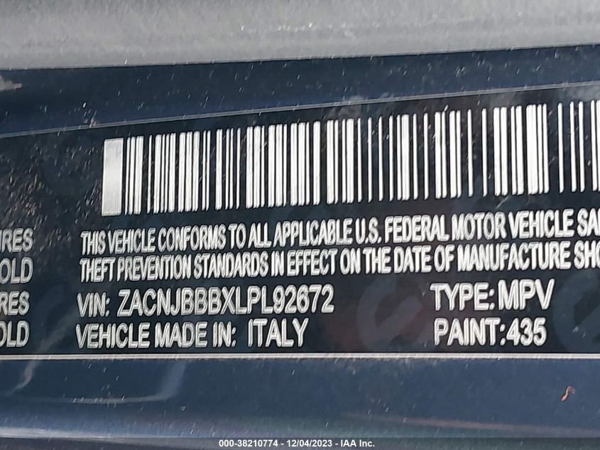 2020 JEEP RENEGADE LATITUDE 4X4 - ZACNJBBBXLPL92672