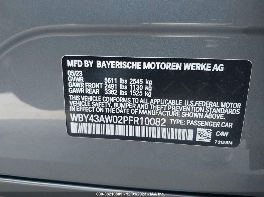 2023 BMW I4 EDRIVE35 WBY43AW02PFR10082