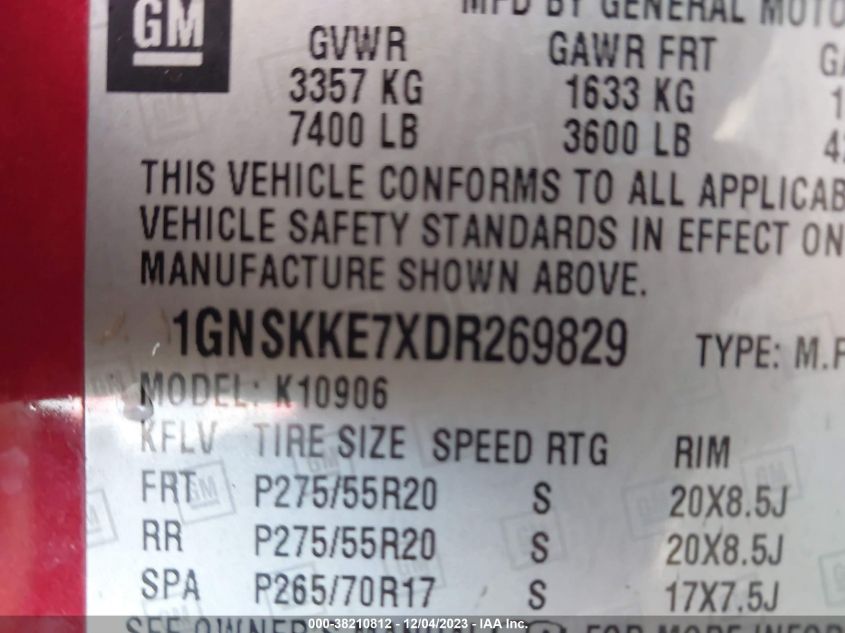2013 CHEVROLET SUBURBAN 1500 LTZ 1GNSKKE7XDR269829