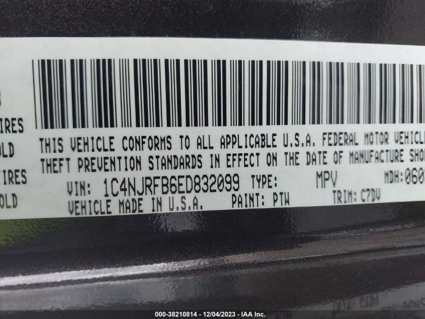 2014 JEEP PATRIOT LATITUDE - 1C4NJRFB6ED832099