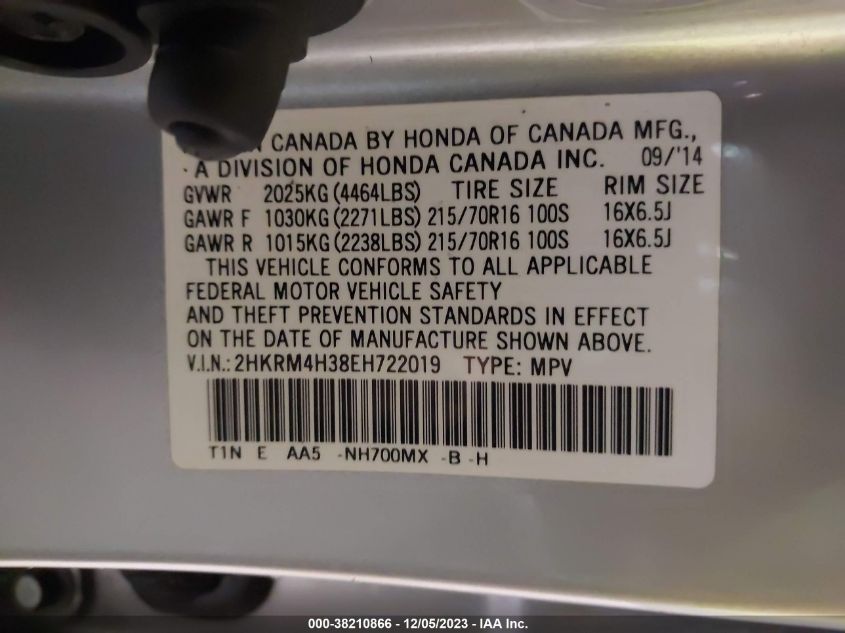 2014 HONDA CR-V LX - 2HKRM4H38EH722019