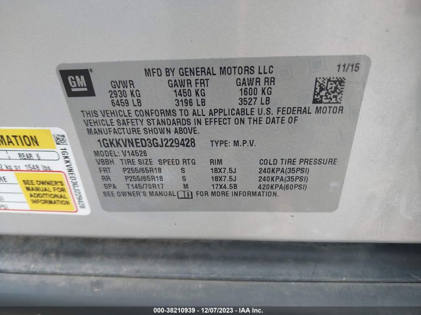 2016 GMC ACADIA SLE-1 - 1GKKVNED3GJ229428
