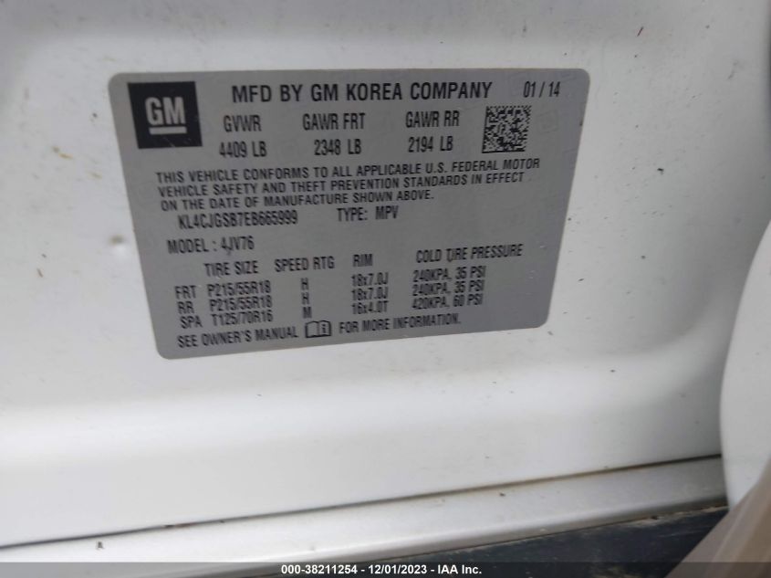 2014 BUICK ENCORE LEATHER - KL4CJGSB7EB665999