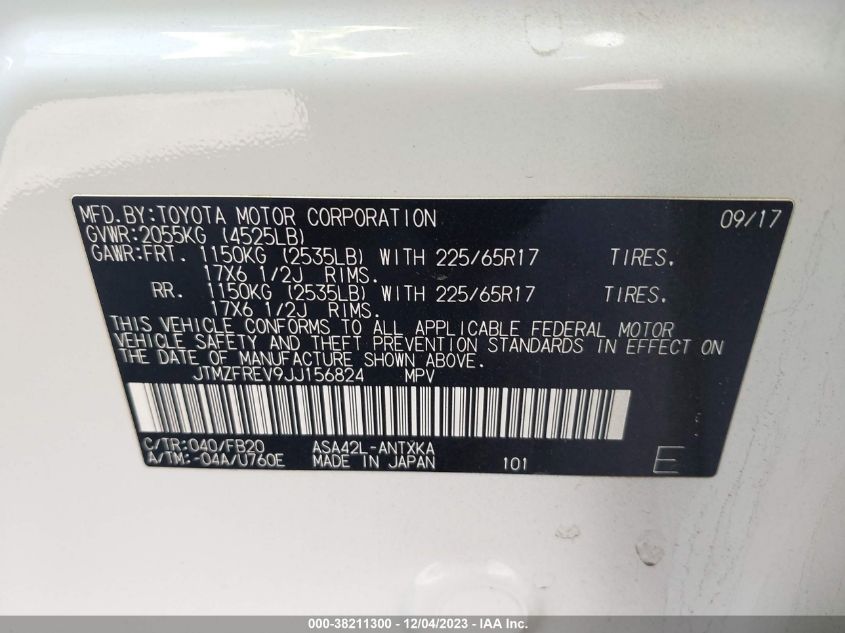 2018 TOYOTA RAV4 LE - JTMZFREV9JJ156824