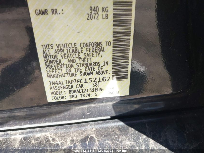 2015 NISSAN ALTIMA 2.5/S/SV/SL - 1N4AL3AP7FC152167