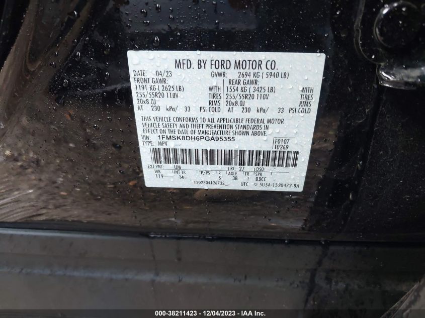 2023 FORD EXPLORER XLT - 1FMSK8DH6PGA95355