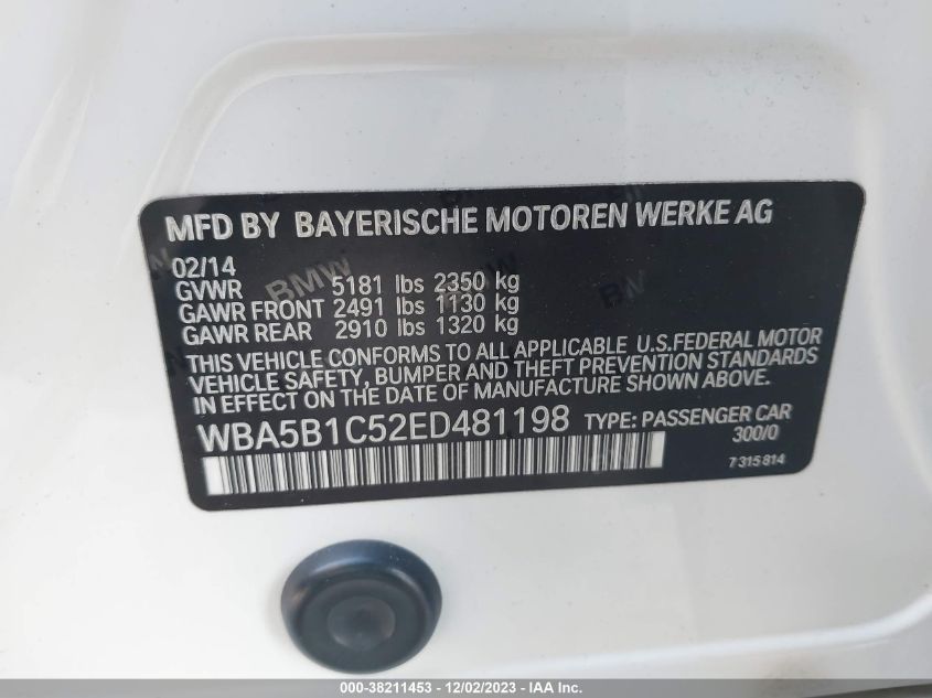 2014 BMW 535I - WBA5B1C52ED481198
