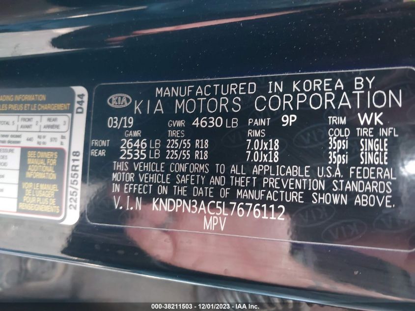 2020 KIA SPORTAGE EX - KNDPN3AC5L7676112