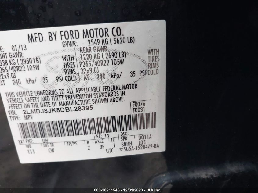 2013 LINCOLN MKX - 2LMDJ8JK8DBL28395