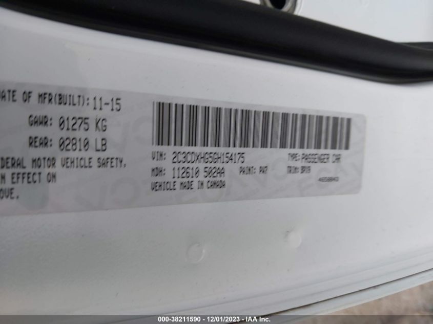 2016 DODGE CHARGER SXT - 2C3CDXHG5GH154175
